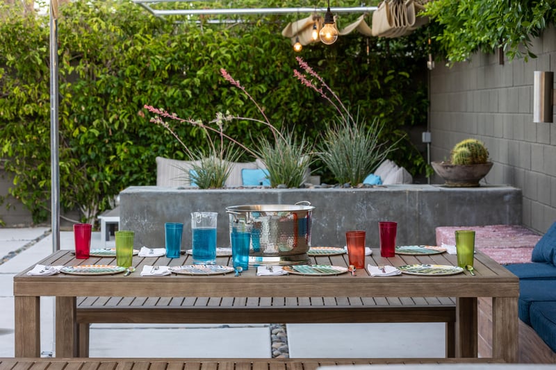 Colorful al fresco table set up
