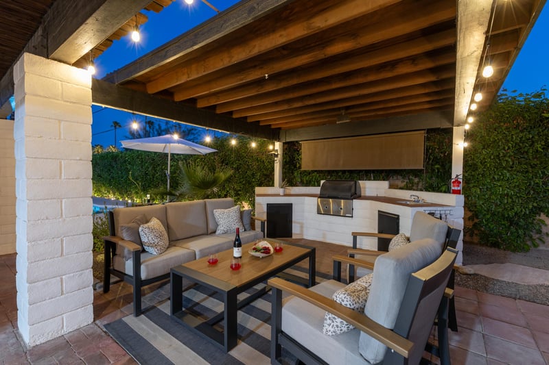 Lounge around the outdoor kitchen under the stars