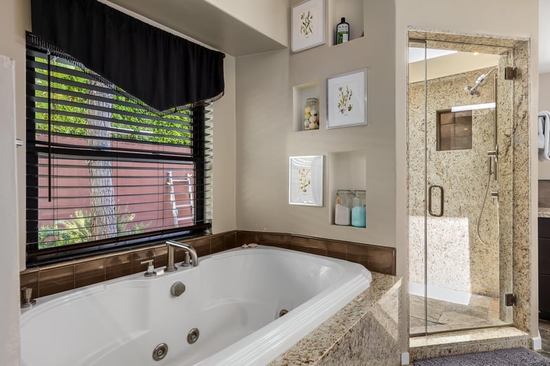 Soak in the jacuzzistyle bathtub