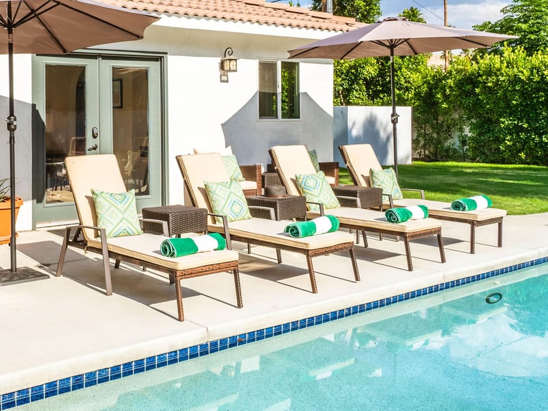 Plenty of poolside chaise lounges