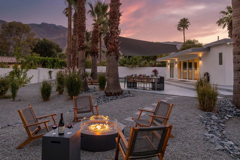 Catch up with old friends around the fire and watch the sun set