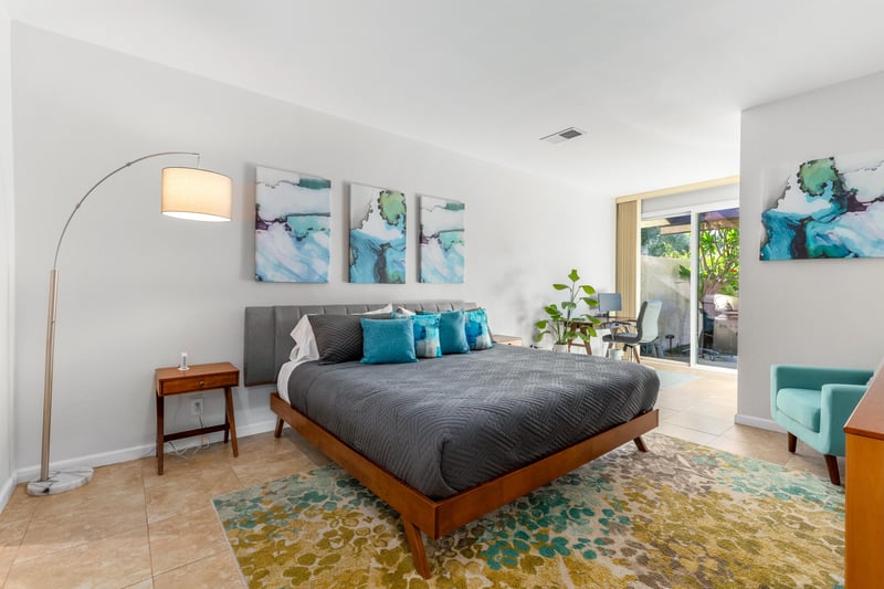 Primary bedroom with king bed