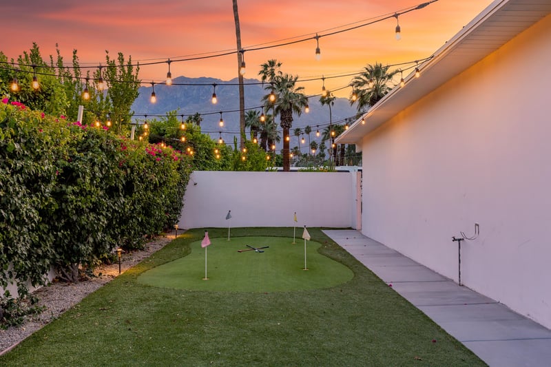 Play mini golf under the setting sun