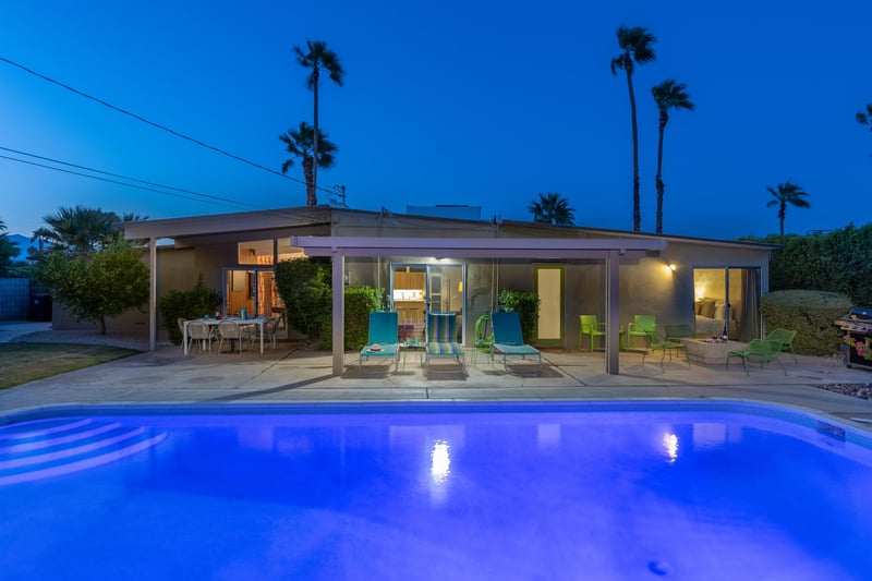 Glowing blue glistening pool