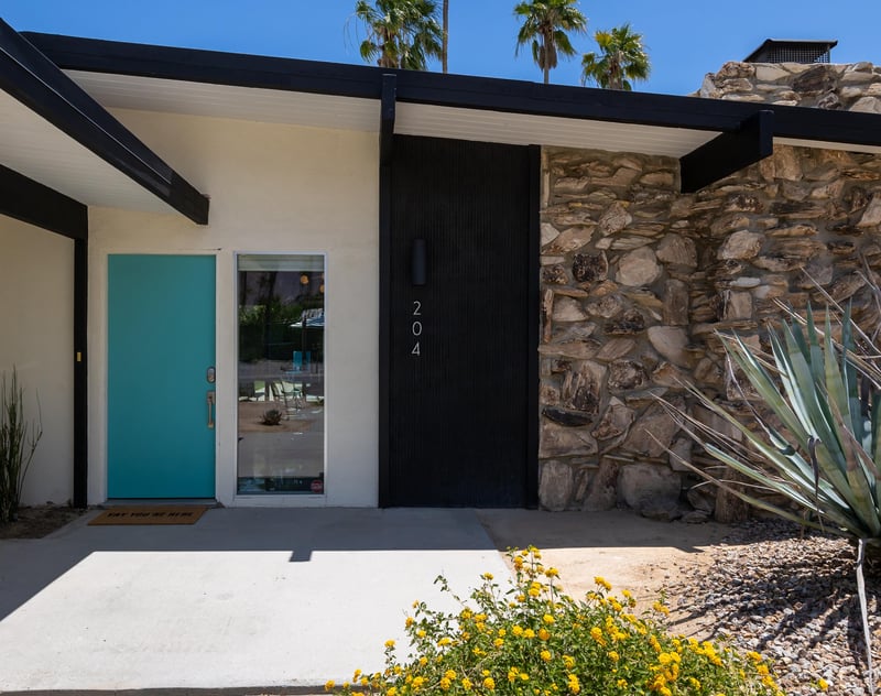 Aqua blue front door entrance