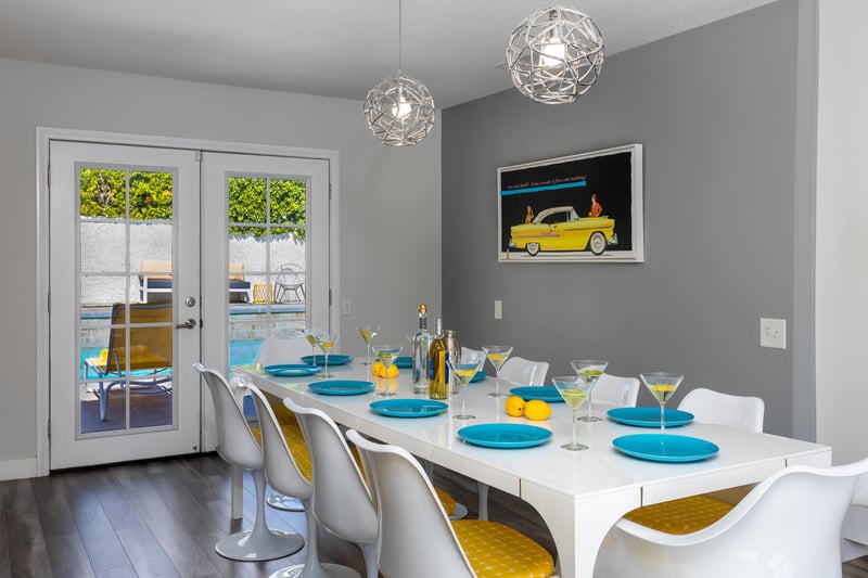 The bright dining area