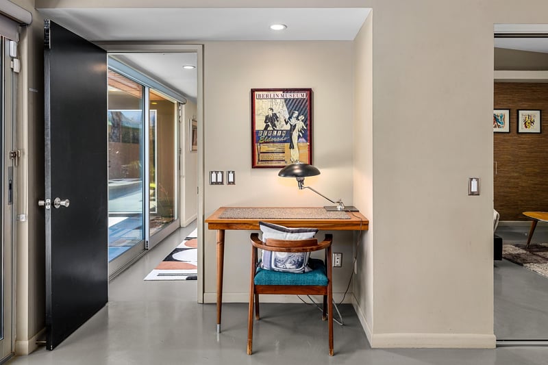 Functional study desk in guest bedroom