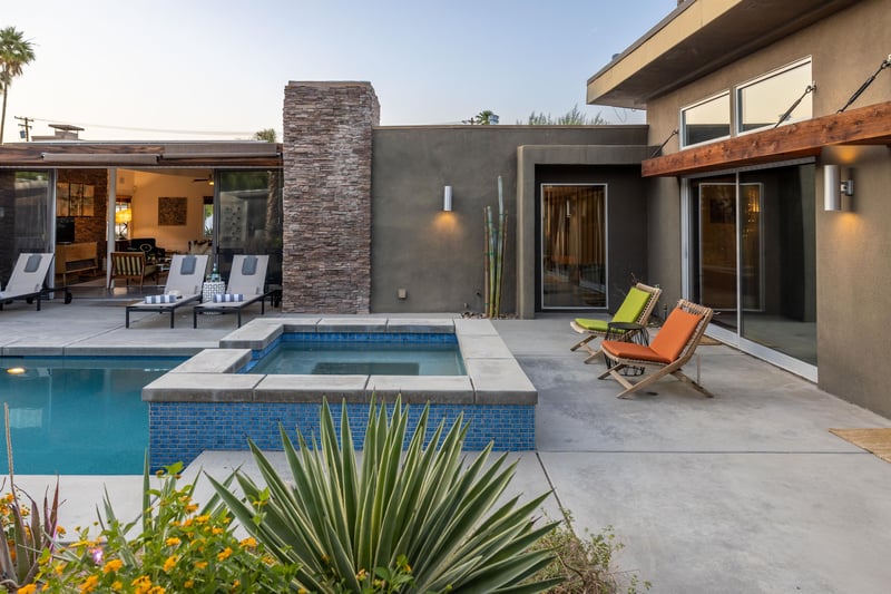 Side view of pool spa