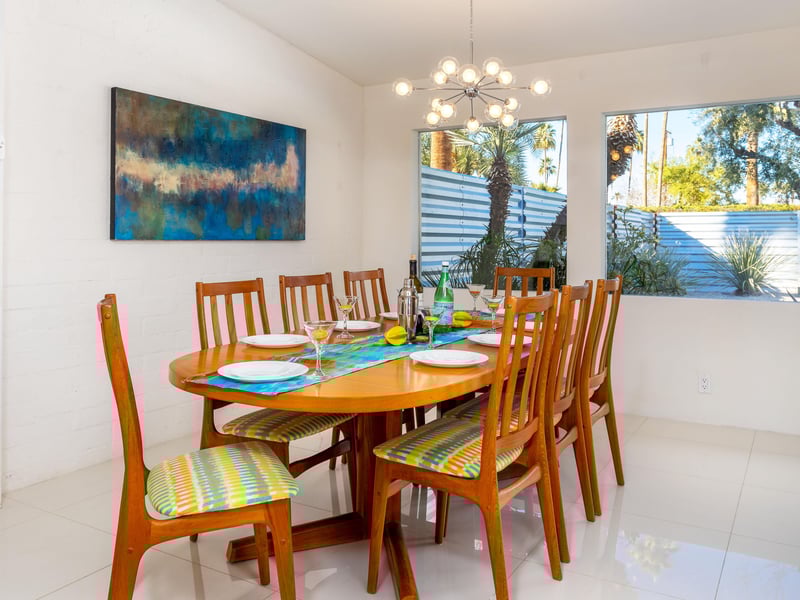 Stylish indoor dining for 8