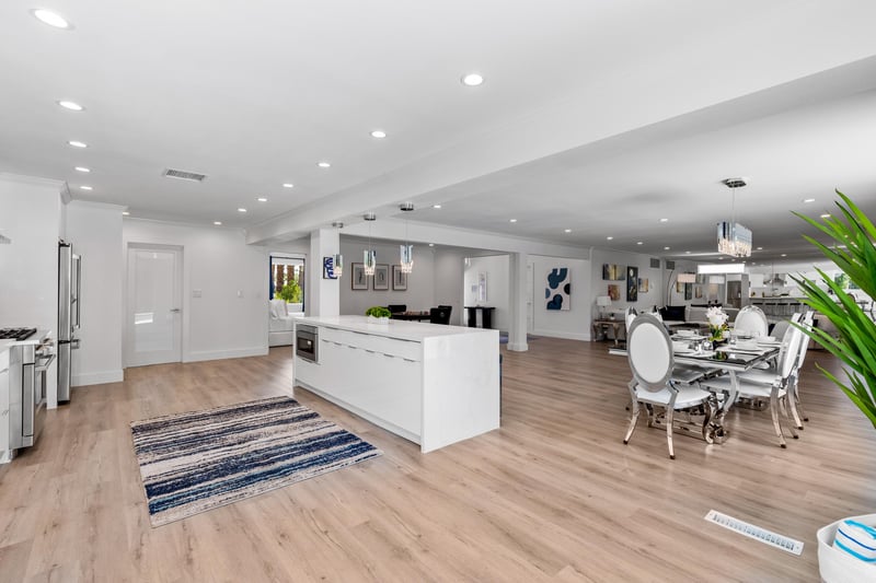 Huge kitchen with flow to dining and living areas