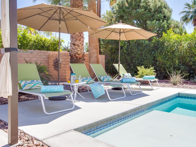 Plenty of chaise lounges for relaxing poolside