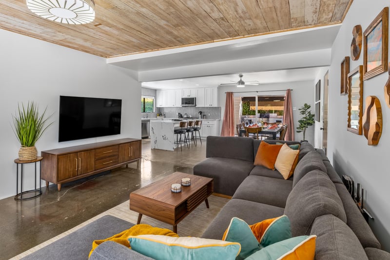 Take a nap on the couch or enjoy the game on the large screen TV