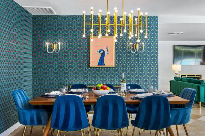 Indoor dining table for eight