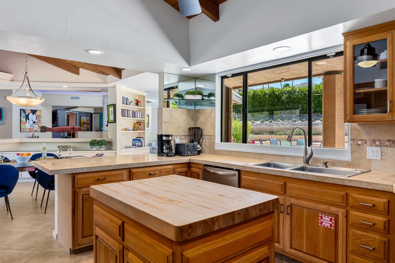 Chefs kitchen with lots of counter space