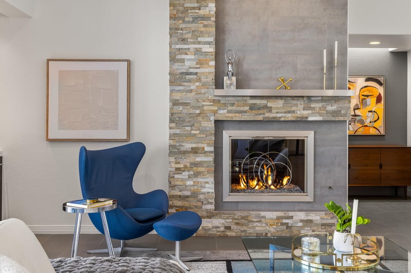 Cozy fireplace for a cup of coffee in the morning