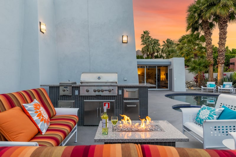 Sit around the firepit and light up the BBQ