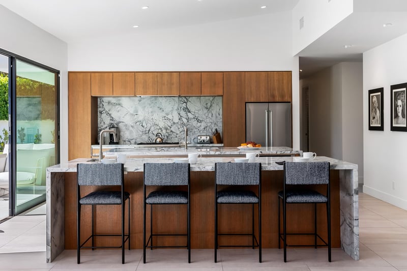 Pull up a seat at this breakfast bar for four