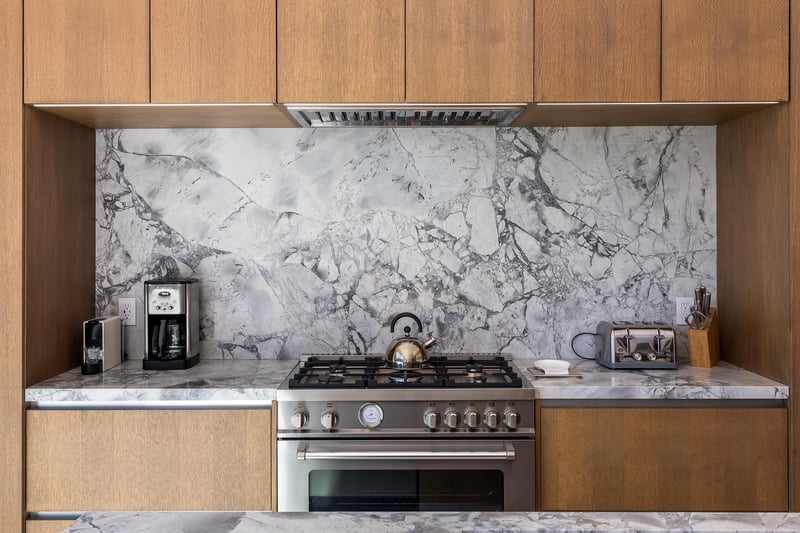 Stainless appliances and wooden cabinetry