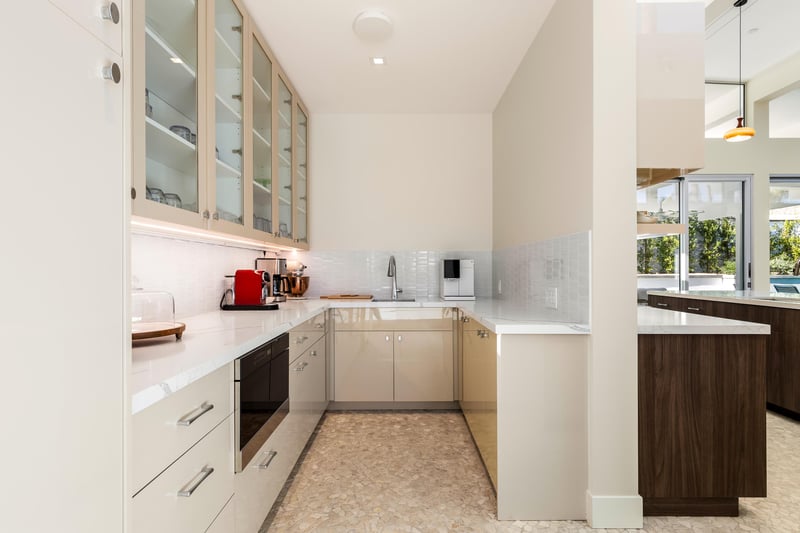 Butlers pantry behind the kitchen with all of the coffee