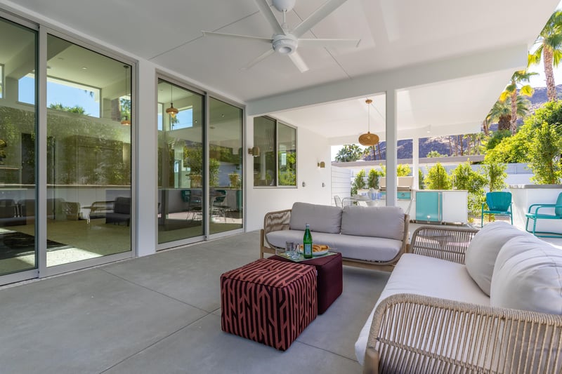 Enjoy some time in covered lounge spaces outside