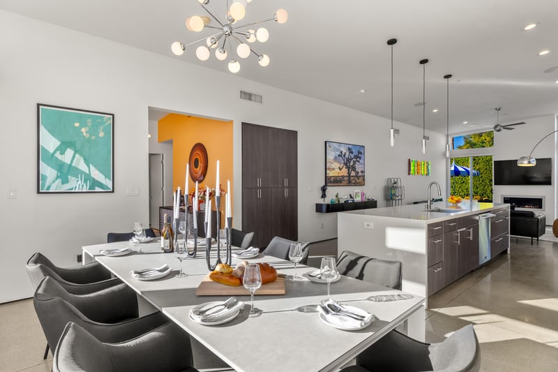 Midcentury design forward dining area