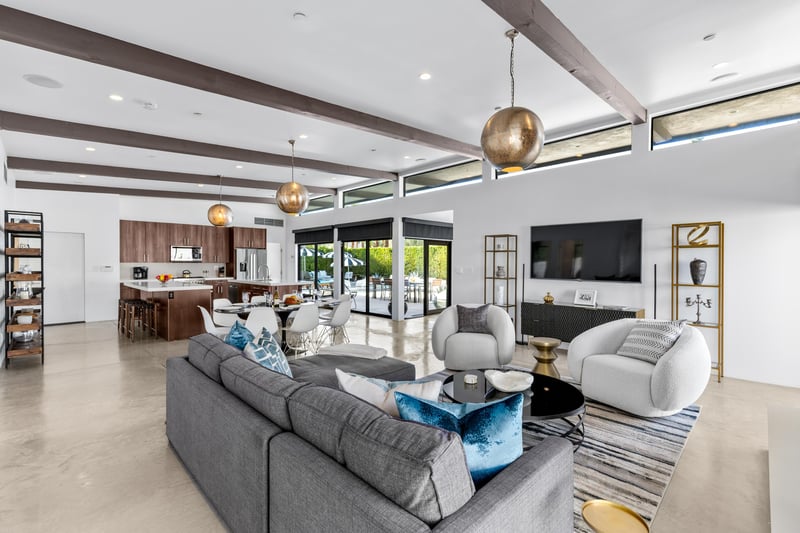 Soaring beamed ceilings