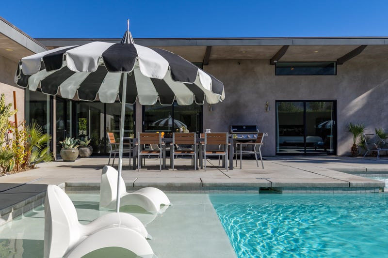 Stylish striped umbrellas