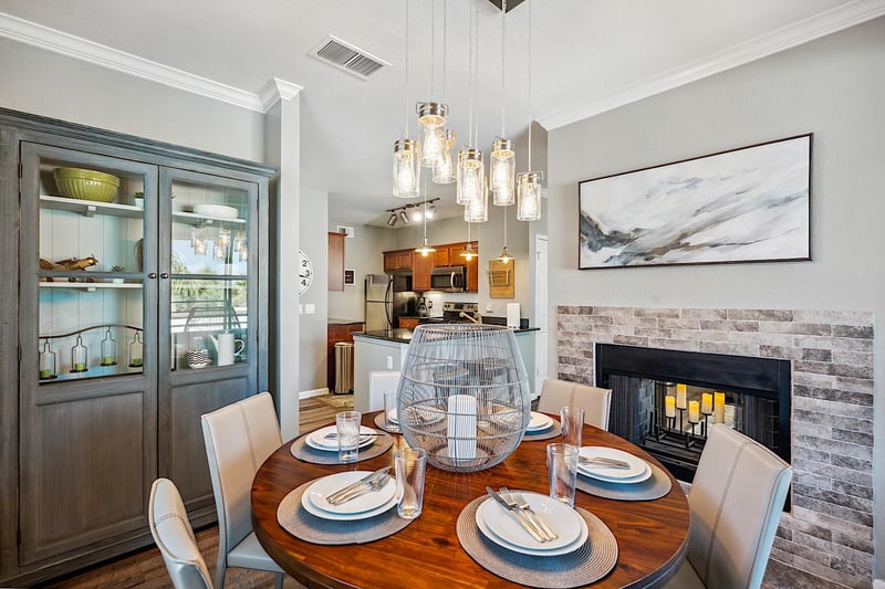 Dining room w dualsided fireplace for show only