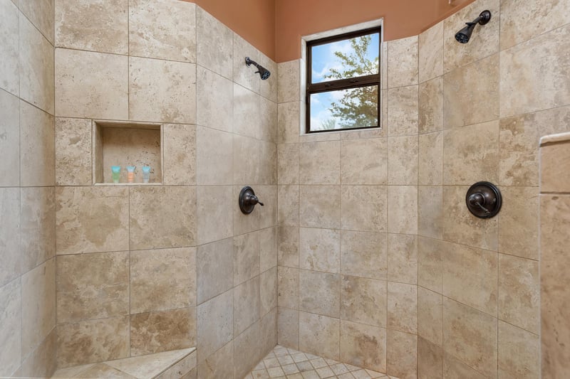 dual shower heads in master bathroom shower