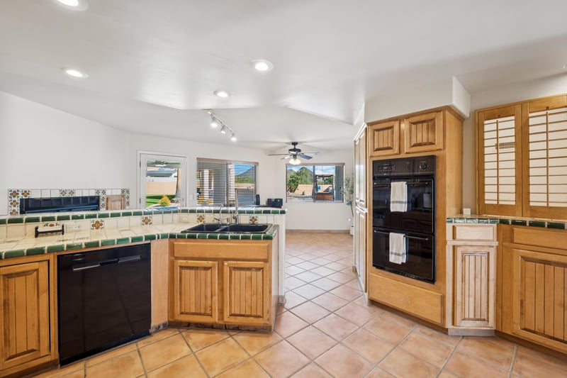 Kitchen right off the outdoor patio.