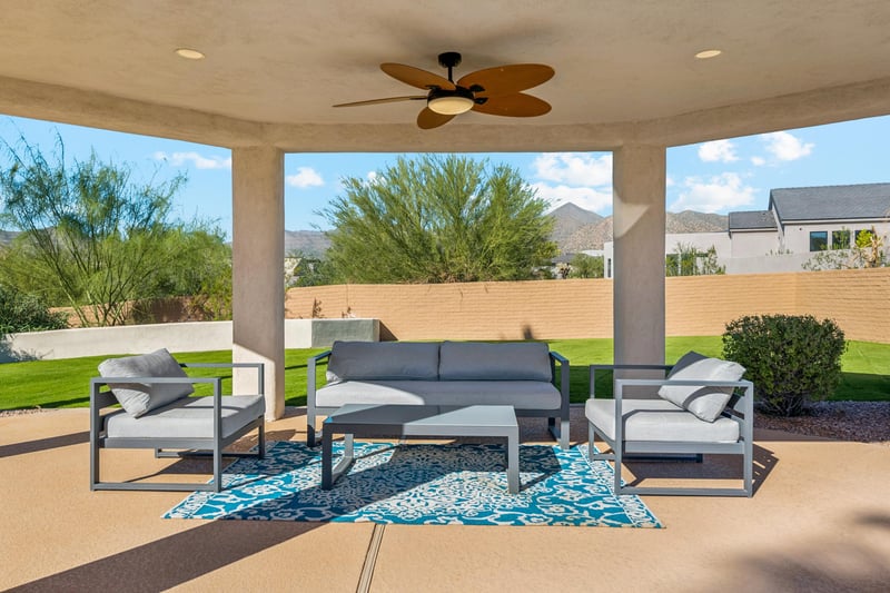 Relax in the shade under this built in ramada.