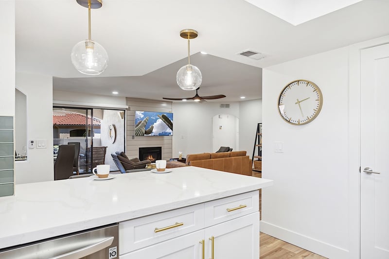 Breakfast bar looking into living room