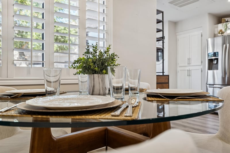 Dining area place setting up to four people.