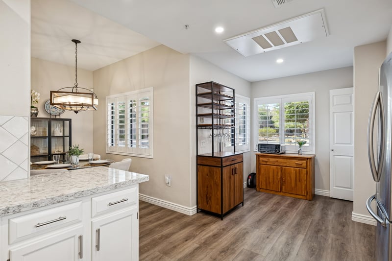 Spacious kitchen flooring.