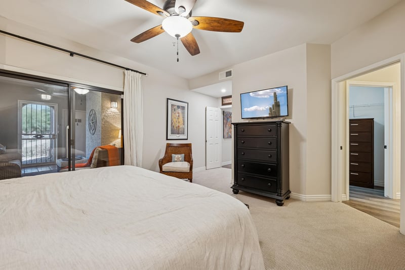 Primary bedroom smart TV for streaming your favorite shows.