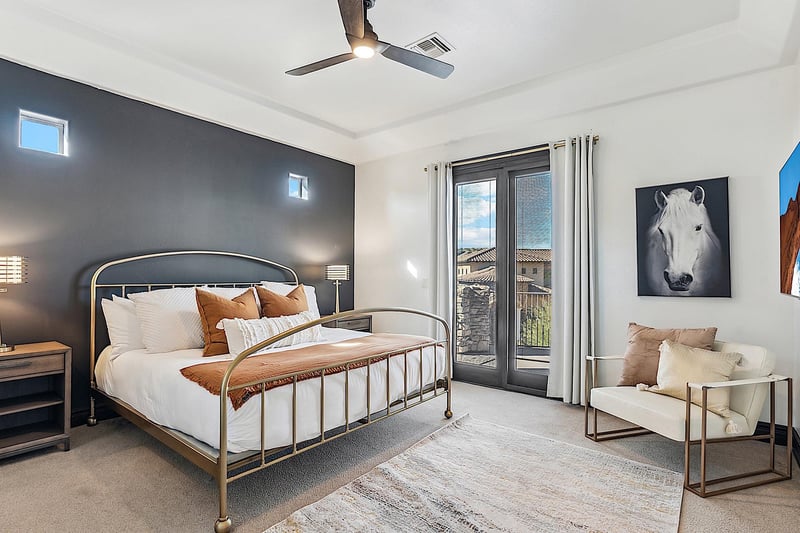 Third bedroom  Kingsized bed. Access to West facing patio