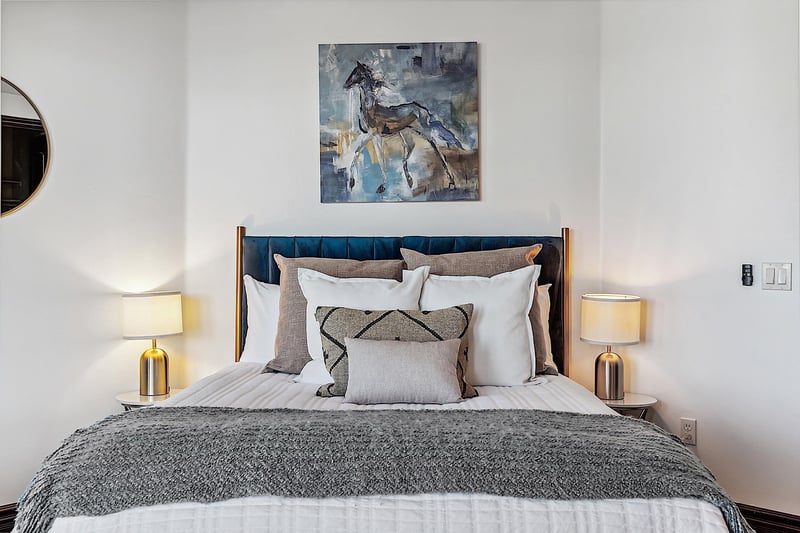 Fourth Bedroom  Queensized bed. Access to West facing patio