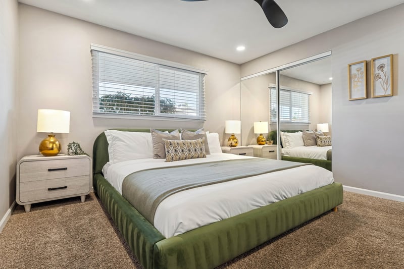 King size bed in our primary bedroom.