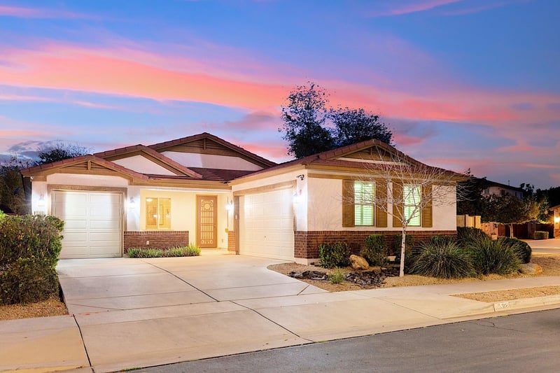 Front of home at sunset