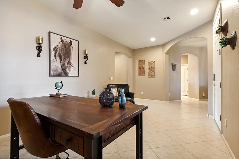 Desk workspace by entry way