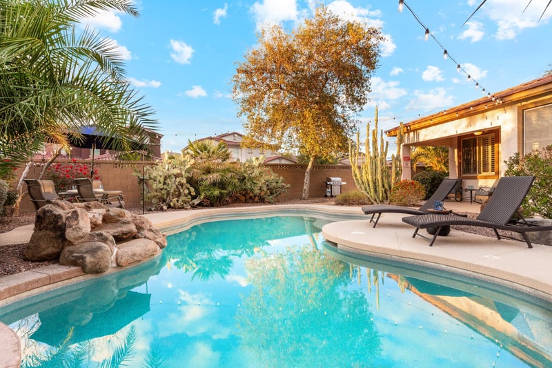 Sparkling pool  sun loungers