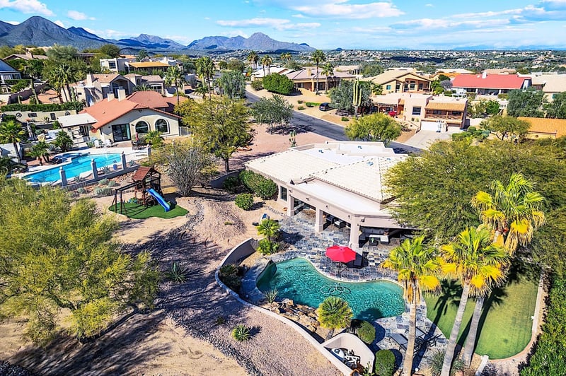 The area is surrounded by gorgeous Sonoran mountain views.