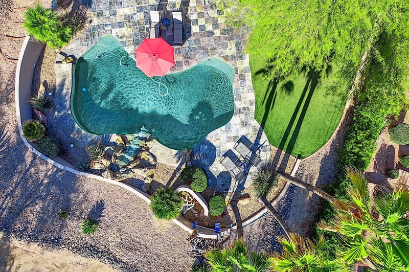 Aerial view of the pool area