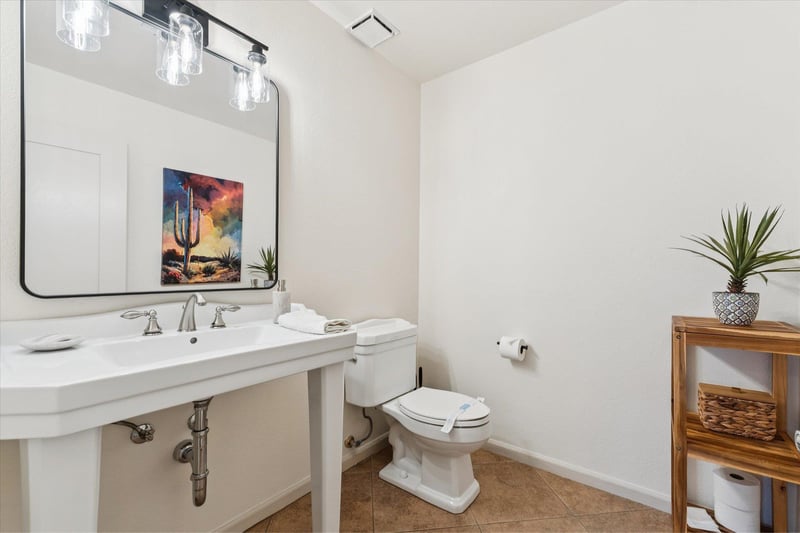 Powder Bathroom near Designated Work Space