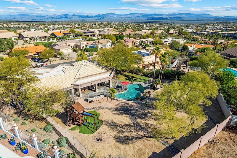 Aerial view of the backyard
