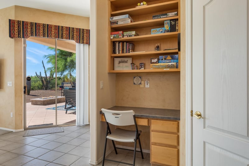 Built in desk at kitchen