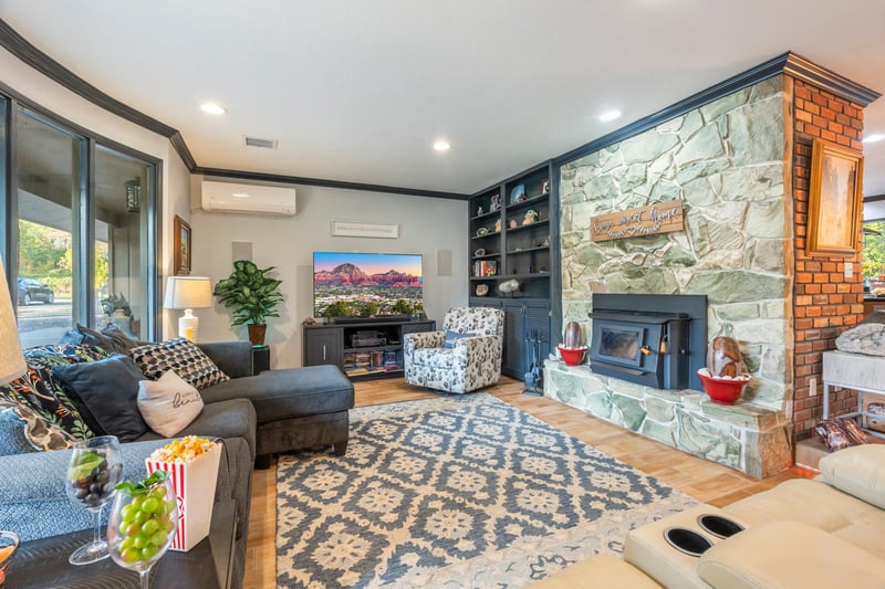 Living Room With Wood Burning Stove