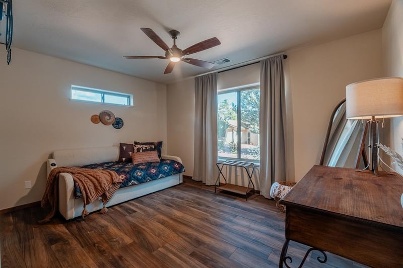 3rd Guest Bedroom With Office Desk. Trundle Pop Up Bed to Convert To King Bed