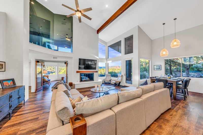 Huge Living Room With Cozy Fireplace