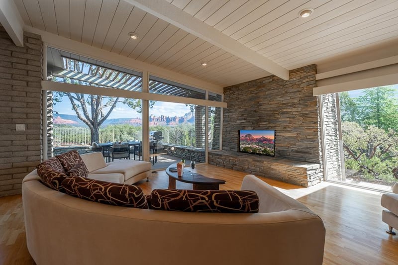 Living Room With Plenty of Views And Lighting